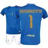 Generico Kit Maglia Italia Calcio Donnarumma 1 e Pantaloncino, Blu con Stampe in Oro, Replica Maglietta Nazionale Italiana, Taglie da Bambino