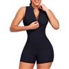 STARBILD Tutina Sportiva Donna Dorso Aperto Effetto Push-Up | Design Modellante con Cerniera, con Reggiseno Incorporato Rimovibili - Ideale per Yoga, Fitness, Corsa, Palestra e Allenamento