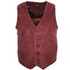 Infinity Leather Gilet da Uomo in Vera Pelle Scamosciata Bordeaux Elegante da Motociclista XL