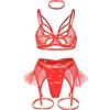 Generic Reggiseno Aperto Hot Vestitini Sexi Donna Hot Set di Lingerie Sexy per Cosplay da Donna, Completo di Pizzo, Reggiseno e Mutandine, Camicia da Notte con Reggiseno Aperto Hot Vestitini Sexi (Red, S)