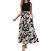shownicer Vestito Donna Elegante Abito Cerimonia Vestito Lungo Estivi Maniche Corte Vestiti Curvy B Cachi1 XL