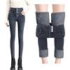 OBiQuzz Jeans termici da donna in pile, foderati, leggings skinny a vita alta, denim, invernali, slim fit, caldi, jeans termici, jeans invernali, sottili, elasticizzati, caldi, invernali, caldi, collant