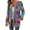 ORANDESIGNE Donna Giacche Casual Vintage Stile Etnico Stampa Floreale Taglia Grossa Cotone Cappotti Cardigan A Verde L