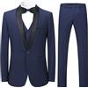 Sliktaa Abito da Uomo 3 Pezzi Slim Fit Abiti da Pranzo Nero Rosso Blu Formale Giacca da Smoking da Uomo Giacca Gilet Pantaloni