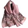 LumiSyne Sciarpa Di Seta Di Gelso Foulard Chiffon Donna Delicato Ricamo Di Rosa Tulle Trasparente Leggero Morbido Sciarpa Lunga Scialle Di Protezione Solare Stole Primavera Autunno
