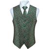 Enlision Gilet Natalizia da uomo Gilet festivo Cravatta Fazzoletto da taschino Set verde Modello di canna