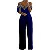 shownicer Tuta con Pantaloni Lungo Vestito Abito Cerimonia da Donna Elegante Casual Party B Blu M