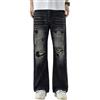 Oanviso Jeans Uomo Y2K Streetwear Denim Flared Baggy Pants E Nero XL
