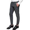 Evoga Pantaloni Uomo Capri Tessuto Quadri Eleganti Casual Principe di Galles (54, Grigio)