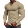 ZEMALON T-Shirt Uomo Casual all-Match Moda Manica Lunga T-Shirt Uomo Tinta Unita T-Shirt Uomo Slim Fit Comoda Basic T-Shirt Uomo I-Khaki M
