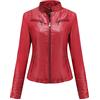 Peuignao Giubbotto Ecopelle Donna Giacca Similpelle Donna Giubbino Giacche Ecopelle Donna Giacca Biker Jacket Donna Faux Leather Jacket Donna Giacca Bikers Finta Pelle Sintetica Donna Stand-up Curvy Rosso S