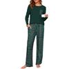 Namatime Pigiama lungo da donna, in cotone, con stampa loungewear in due pezzi, a maniche lunghe, con tasche, per autunno e inverno