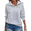 Cuptacc Maglia Termica Donna Mezza Zip Scollo a V Felpe Senza Cappuccio Maniche Lunghe Casual Classico Sweatshirt Grigio, X-Large XL 46-48