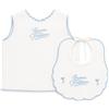 LaVelahome Kit Buona Fortuna Neonato Made in Italy 2 Pezzi, Camicina della Fortuna e Bavaglino 100% Cotone Percalle, Ricamo Elegante, Idea Regalo Corredino Nascita Se Camicino e Bavetta (Azzurro)