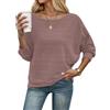 WNEEDU Maglione Donna Invernale Pullover Autunno Maglia Leggera Elegante | Scollo a barchetta, spalle scoperte, maniche a pipistrello, per leggings