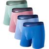Separatec Mutande Boxer Uomo Doppia Tasca Indipendente Elastico Boxers Gamba Lunga bambù Traspirante Morbido 35mm Cintura Senza Cuciture Intimo Pantaloncini 4 Pezzi