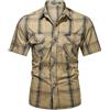 Modeewel Camicia in cotone da uomo a quadri, a maniche corte, casual, estiva, a mezza manica, traspirante, robusta, da lavoro, comoda da lavoro, cachi, 3XL