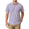 HISDERN Camicia Uomo Manica Corta a Quadri Cotone Camicia Scozzese Uomo con Tasche Bottoni Regular Fit Blu & Rosso M