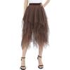 zffriction Gonna in Tulle Donna Gonna Lunga in Tulle a Vita Alta Elastica Irregolare Estiva Tulle Gonna per Quotidiana, Carnevale, Party (IT, Testo, Taglia Unica, Regular, Regular, Marrone)