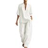Chanpning Completo Donna Elegante Curvy Estivo Cotone Lino Tuta Estiva Completa 2 Pezzi Camicia + Pantaloni Larghi Tute Estive Taglie Forti Leggere Completi Eleganti Casual Set Coordinati Estivi Casa Cerimonia
