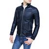 Evoga Giubbotto giacca uomo casual nero slim fit in ecopelle giubbino bomber moto (XXL, Blu Scuro)