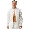 HOEREV Camicia Mens Henley Beach a Maniche Lunghe in Lino e Cotone,Bianco,M