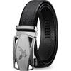 ITIEZY Cintura Uomo Nera in Pelle, Cintura a Cricchetto Senza Buchi, Regolabile con Fibbia Automatica, Larghezza 35 mm, Misura Personalizzata