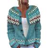 Generisch Cardigan da donna, maglione norvegese, elegante, casual, lavorato a maglia, jacquard, classico, colorato, a maniche lunghe, lavorato a maglia con bottoni, cardigan da donna, Blu, L