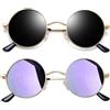 Joopin Occhiali da Sole Polarizzati Rotondi Vintage Uomo Donna 2 Paia | Retro Piccoli Tondi Montatura Metallo Sottile Specchio Occhiali Protezione UV400