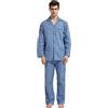 Amaxer Classico Pigiama da Uomo in Due Pezzi,in Cotone,da Notte,a Maniche Lunghe,con Tasche,con Coulisse