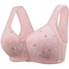 PrinStory Reggiseno Donna Senza Ferretto Anteriore Chiusura Reggiseno Per Le Signore Anziane Con Bottone Della Maglietta Donne, Margherita rosa, 5C