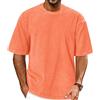 ADOREJOY T-Shirt Oversize da Uomo a Maniche Corte Vintage lavate Basic Allentate | ADOREJOY Camicie casual a girocollo in cotone lavato con acido, abbigliamento estivo, abbigliamento da palestra