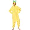 HULG Pigiama Intero Comodo da Adulto con Motivo Ananas per Donna e Uomo, Divertente Costume a Tema Cibo per Halloween e Feste in Maschera