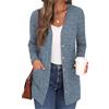 GRECERELLE Cardigan Donna Lungo Golfino Manica Lunga Elegante Comodo Apertura Frontale Bottoni Tasche Maglione Leggero Scollo a V