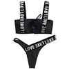 Lovelegis Costume Donna Due Pezzi - Bikini - da Bagno - Sexy - Lacci - Sport - Sportivo - Coordinato - Top - Slip - Ragazza - Mare - Colore Nero