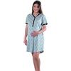 Premamy - Camicia da Notte per Premaman, Modello Estivo in Cotone, Aperto Davanti per Allattamento, Pre-Post Parto