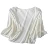LIUYUYOUGO Cardigan Donna Cardigan Elegante in Maglia da Donna Corto con Maniche A 3/4 Bolero Coprispalle Top Estivo Leggero Giacca Corta Morbida E Accogliente Maglietta in Tencel Maglia Aperta sul