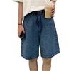 ORANDESIGNE Pantaloncini Donna Jeans Vita Alta Bermuda Shorts Jeans Dritti Denim Jeans Baggy Pantaloni Casual Estivi Corti Jeans Shorts Streetwear Pants con Tasche A Blu M