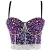 Woboren Punk Goth Push Up Bra Clubwear Party Strass Diamanti madreperlacei Bustier Crop Top Bustino Corset Reggiseno
