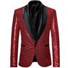 Gefomuofe Blazer da uomo con paillettes moderno giacca da uomo vestibilità regolare giacca da uomo smoking per feste ballo di fine anno matrimonio smoking per feste abito da ballo ospite giacca, Rosso
