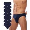 FORVEVO 7 Paia Slip Uomo Cotone, Mutande Vita Bassa, Briefs Traspiranti, Intimo Comfort, con Tasche, Elastico, Senza Etichetta (L, Blu Navy)
