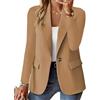 Generico Blazer da Donna per Lavoro Casual, Blazer Aperto sul Davanti a Maniche Lunghe (Khaki,M)