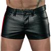 Oanviso Pantaloncini Skinny da Uomo Classico Tinta Unita Shorts Estivi Casual Comodo con Tasche Pantaloni Corti in Pelle PU Morbido Short alla Moda e Affascinanti A Nero L