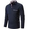 STTLZMC Uomo Plaid Polo Maniche Lunghe Basic Maglie Golf Casual T-Shirt Gentiluomo S-XXL,Blu,XL