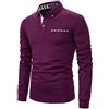 YCUEUST Cotton Lattice Polo Uomo Manica Lunga Basic Golf Casual T-Shirt Rosso M