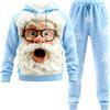 Générique Generico Set Pigiama Natalizio per Uomo Set Due Pezzi Divertente con Smiley Babbo Natale Felpa con Cappuccio Oversize con Stampa Natalizia e Pantalone Largo Skateboard Hip-Hop Disco Streetwear