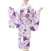 Generisch Accappatoio kimono giapponese bambina floreale manica lunga elegante con cintura obi casual loungewear party costume, Lilla, 11-12Years
