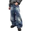 ORANDESIGNE Jeans Baggy da Uomo Pantaloni in Denim Wide Leg Y2K Hip Hop Moda Casual Streetwear Loose Jeans Skater a Gamba Larga B Blu XL