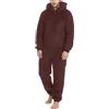 RUMAOZIA Jumpsuit Teddy in Pile da Uomo Onesie Overall Invernale Pigiama in Flanella Abbigliamento da Notte in Pile con Cappuccio e Chiusura a Zip, in Pile, Tutina Morbida e Calda, Tuta Intera da