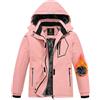 MoFiz Giacca Invernale Bambina Giacca sci Bambina Piumino Impermeabile Pile Antivento Giacche Ragazze Giacca In Softshell Con Cappuccio Rosa chiaro XS